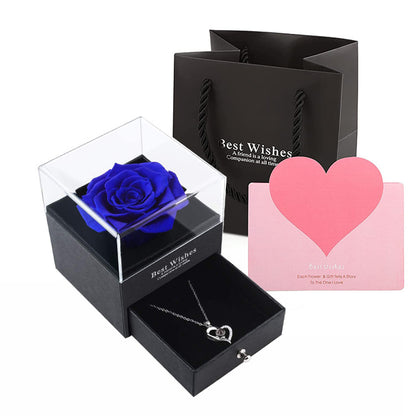 Luxury Eternal Rose Jewelry Box – Acrylic Preserved Flower Gift for Her