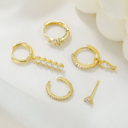 Light Luxury Teardrop Ear Cuff Earrings – Zircon Water Drop Design