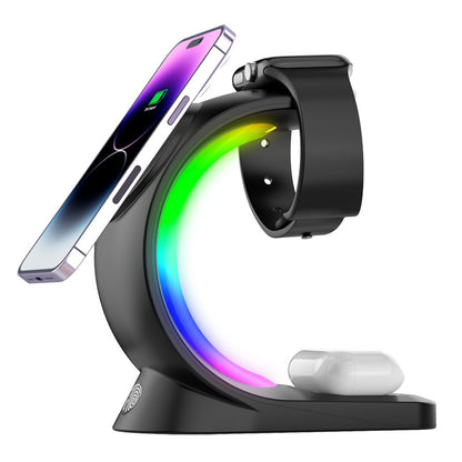 4-in-1 Magnetic Wireless Charger – Fast Charging for iPhone, AirPods Pro & Apple Watch with Ambient Light