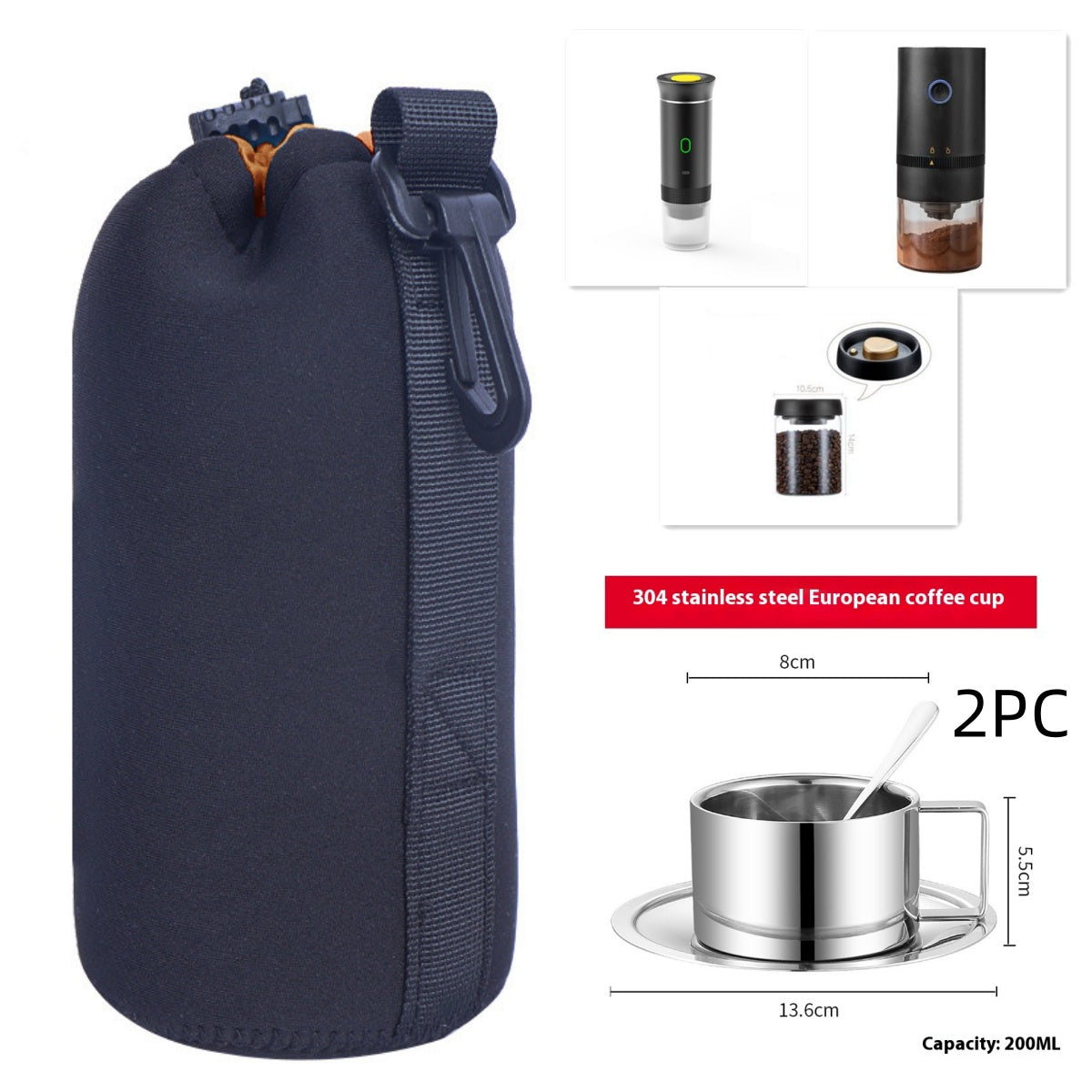Electric 3-in-1 Portable Coffee Grinder & Espresso Maker – Travel & Home Use