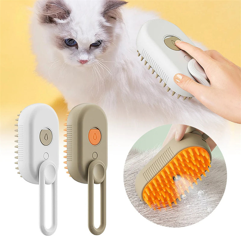 3‑in‑1 Electric Pet Grooming Brush – Steam Spray Hair Removal & Massage for Cats & Dogs