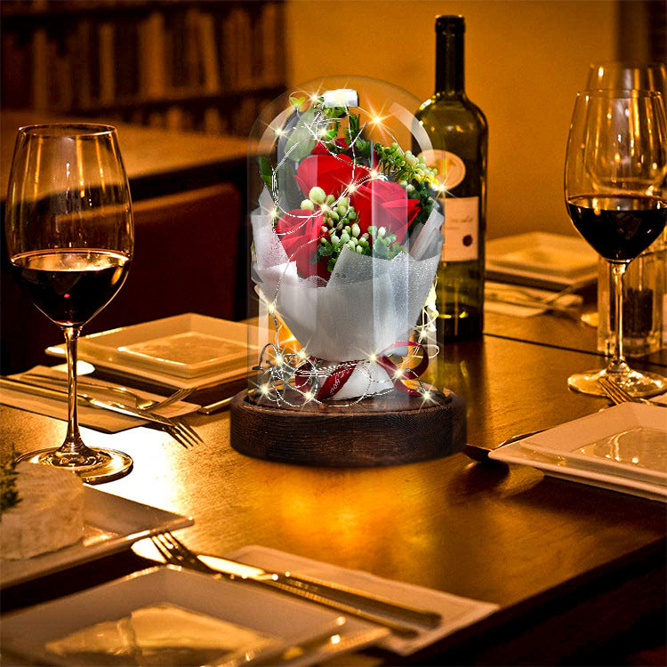 Preserved Flower in LED Glass Dome - Romantic Gift Box
