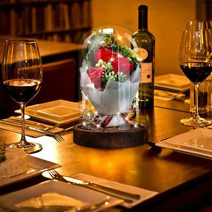 Preserved Flower in LED Glass Dome - Romantic Gift Box