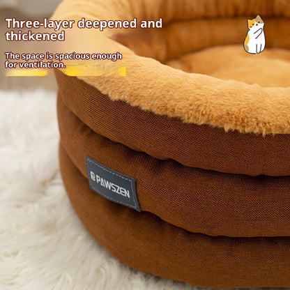 Luxury Round Winter Pet Bed – Thick & Cozy Kennel for Cats & Small Dogs