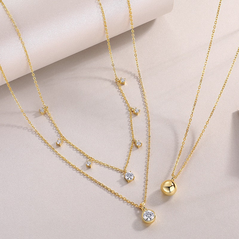 1-Carat Moissanite Silver Pendant Necklace – S925 Gold Electroplated, Minimalist Luxury
