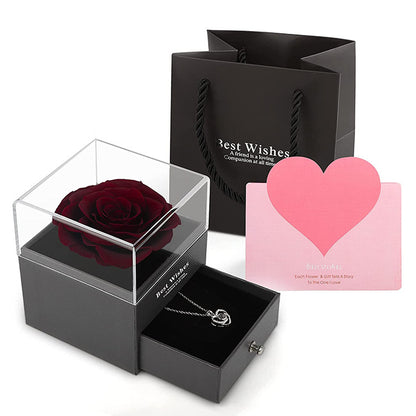 Luxury Eternal Rose Jewelry Box – Acrylic Preserved Flower Gift for Her