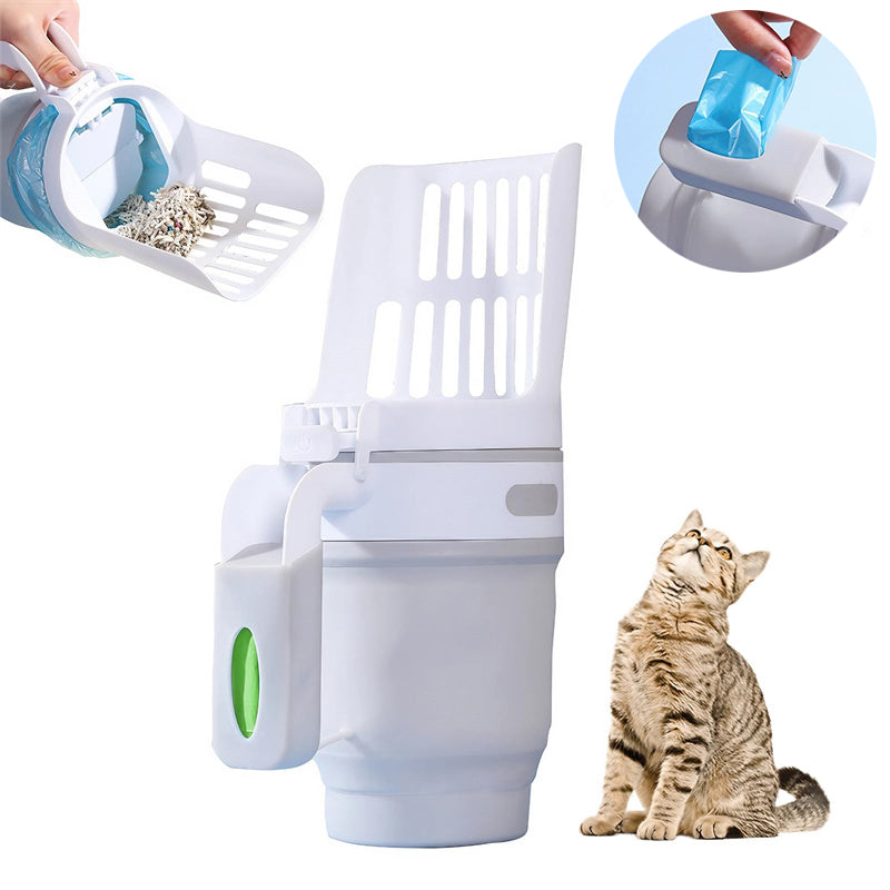 2-in-1 Cat Litter Scoop & Waste Bin with Refill Bags – Foldable, Easy-Clean Design for Cats & Small Dogs