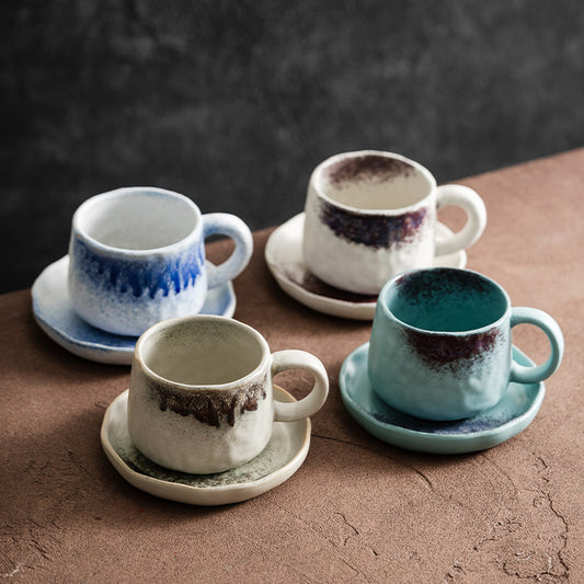 Retro Style Ceramic Mug Set for Afternoon Tea at Home