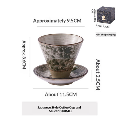 Japanese Ceramic Coffee Cup & Saucer – Unique Niche Mug Set, Perfect Gift