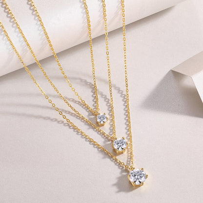 2-Carat Moissanite Silver Pendant Necklace – S925 Gold Electroplated, Minimalist Luxury