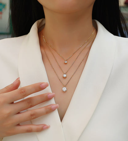 2-Carat Moissanite Silver Pendant Necklace – S925 Gold Electroplated, Minimalist Luxury