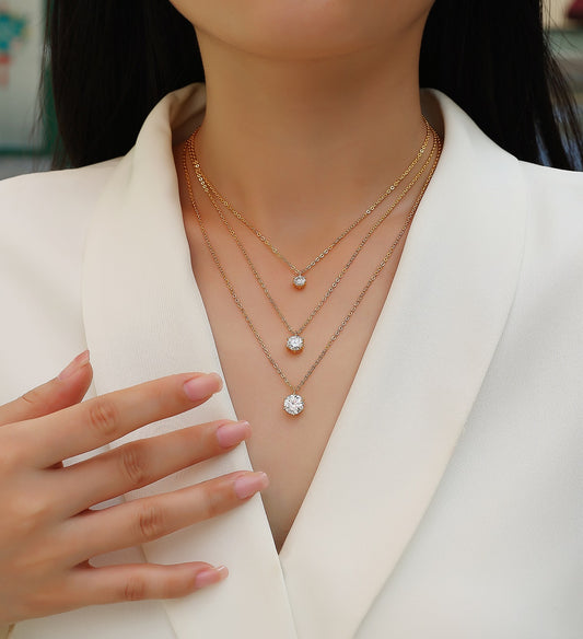 2-Carat Moissanite Silver Pendant Necklace – S925 Gold Electroplated, Minimalist Luxury