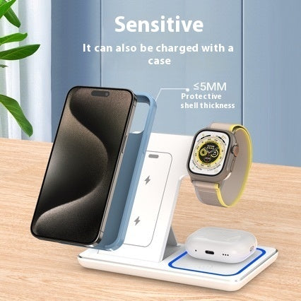 Virelia 3-in-1 Foldable Wireless Charging Station – Fast 15W Charging for iPhone, Apple Watch & AirPods