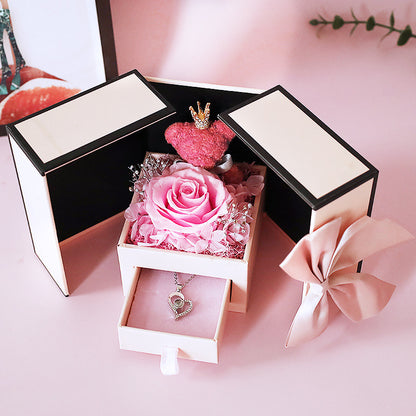 Eternal Rose Bear Jewelry Gift Box – Double Door Luxury Keepsake for Mother’s Day