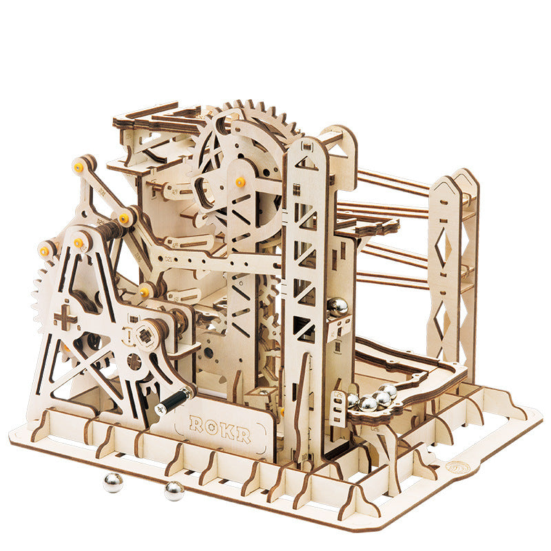 DIY Wooden Marble Run Hub – 3D Mechanical Assembly Model Kit