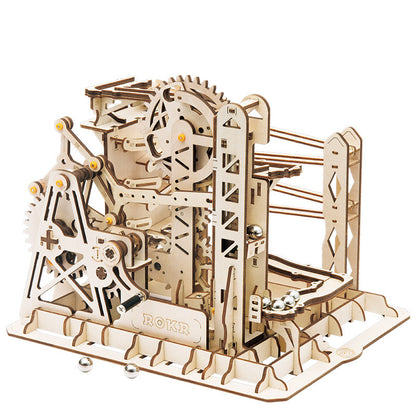 DIY Wooden Marble Run Hub – 3D Mechanical Assembly Model Kit