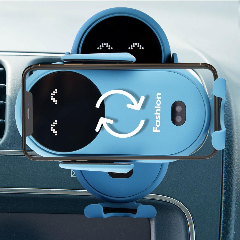 10W Wireless Car Charger with Infrared Auto-Clamp & Magnetic Phone Holder