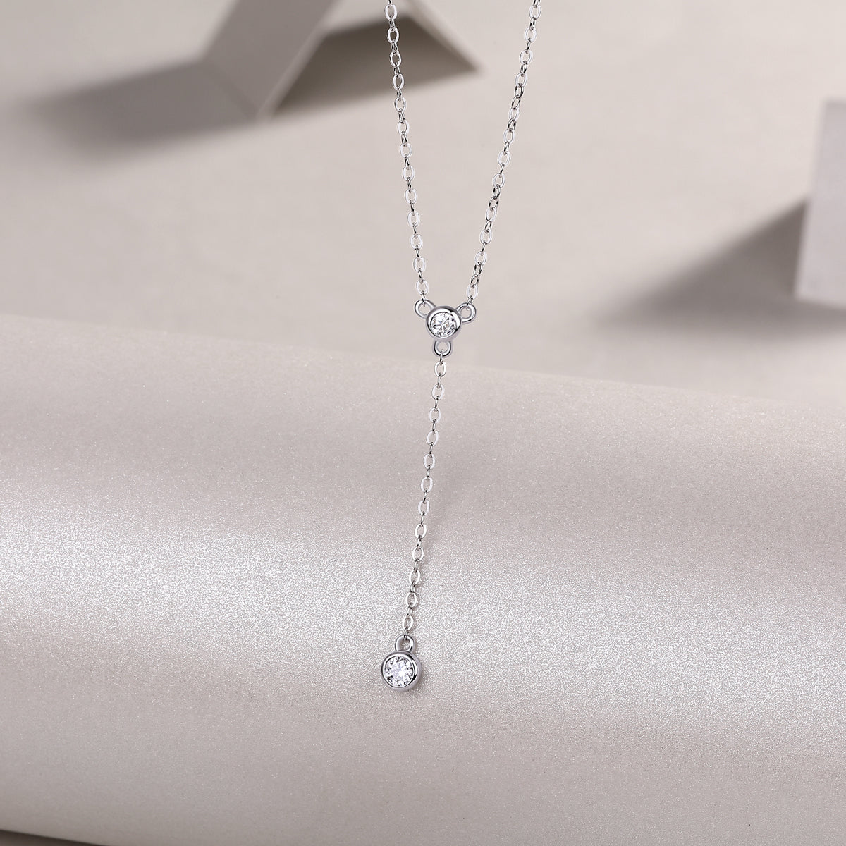 Moissanite Tassel Pendant Necklace – Platinum-Plated S925 Silver, Light Luxury Jewelry