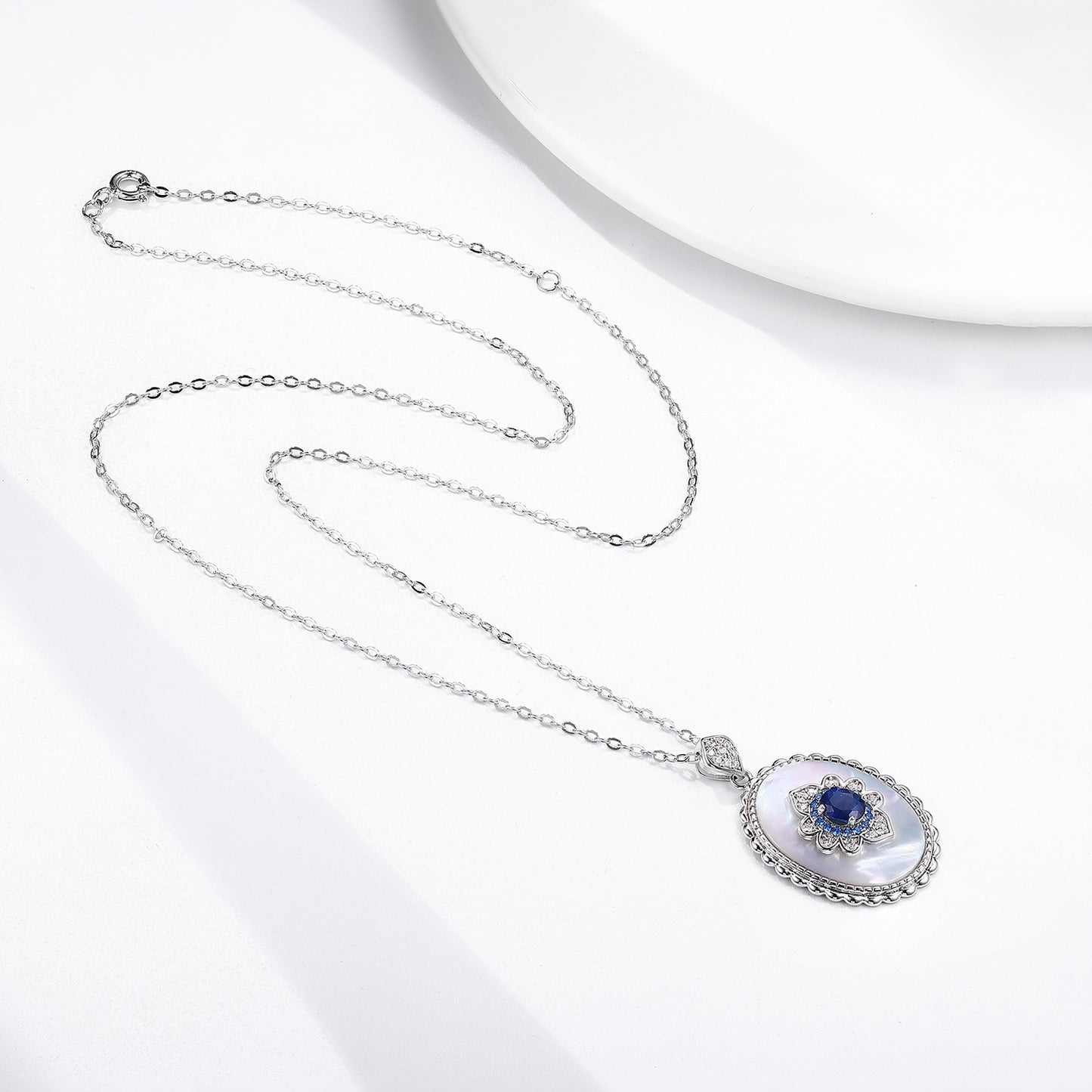 Elegant Sapphire & Diamond Pendant Necklace – 925 Sterling Silver, Party & Wedding Jewelry for Women