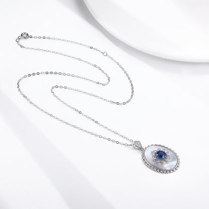 Elegant Sapphire & Diamond Pendant Necklace – 925 Sterling Silver, Party & Wedding Jewelry for Women