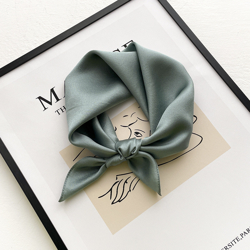 53cm Pure Color Silk Scarf – Elegant Lightweight Accessory