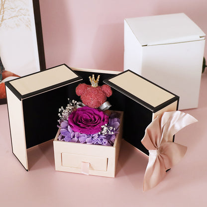 Eternal Rose Bear Jewelry Gift Box – Double Door Luxury Keepsake for Mother’s Day