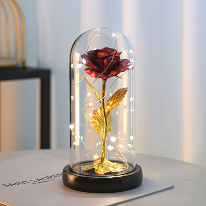 Gold Foil Rose in Acrylic Cover – Luxury Artificial Gift Rose