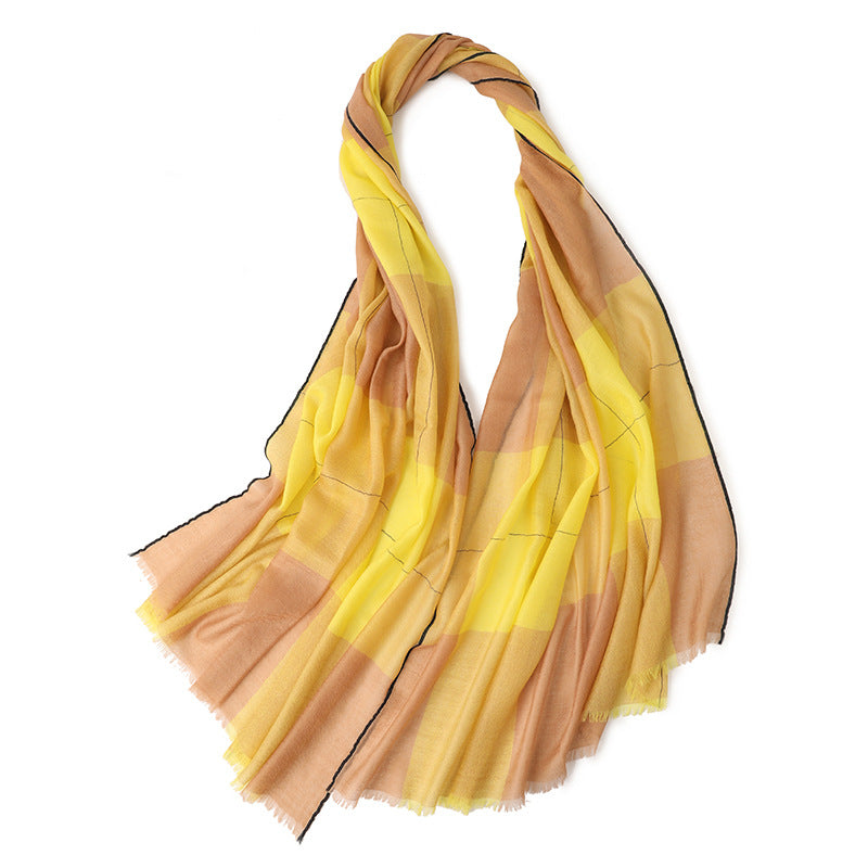 Multicolor Plaid Long Scarf – Cozy Cashmere Shawl for Women