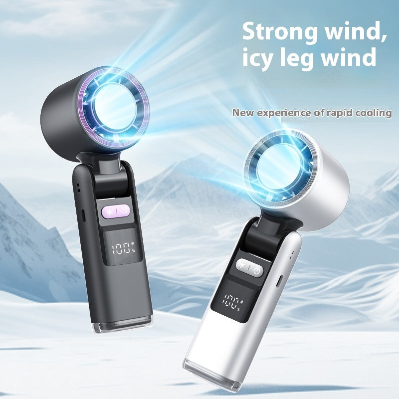 Portable Handheld Turbo Cooling Fan – Mini Ice Sensation High-Speed USB Rechargeable Fan with Digital Display for Camping, Travel & Outdoor Activities