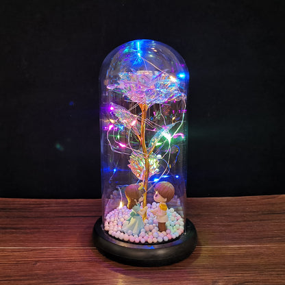 Eternal Radiance Rose Lamp – Color LED Glass Dome Edition
