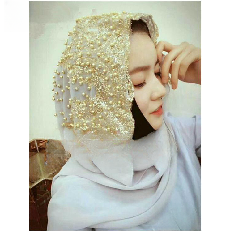 Elegant Cashmere Pearl Veil Scarf – Women’s Lightweight Summer Shawl