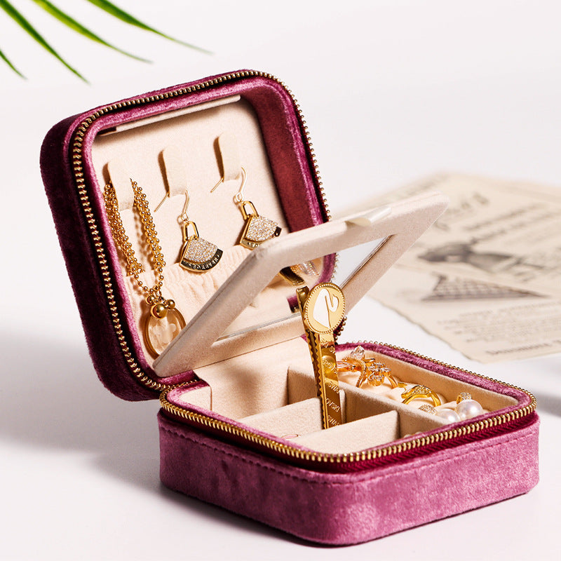 Luxury Flannel Travel Jewelry Organizer – Portable Case for Rings & Earrings