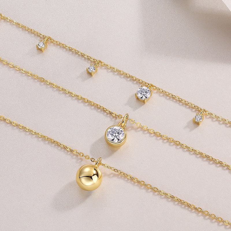 1-Carat Moissanite Silver Pendant Necklace – S925 Gold Electroplated, Minimalist Luxury