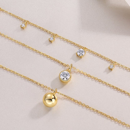 1-Carat Moissanite Silver Pendant Necklace – S925 Gold Electroplated, Minimalist Luxury