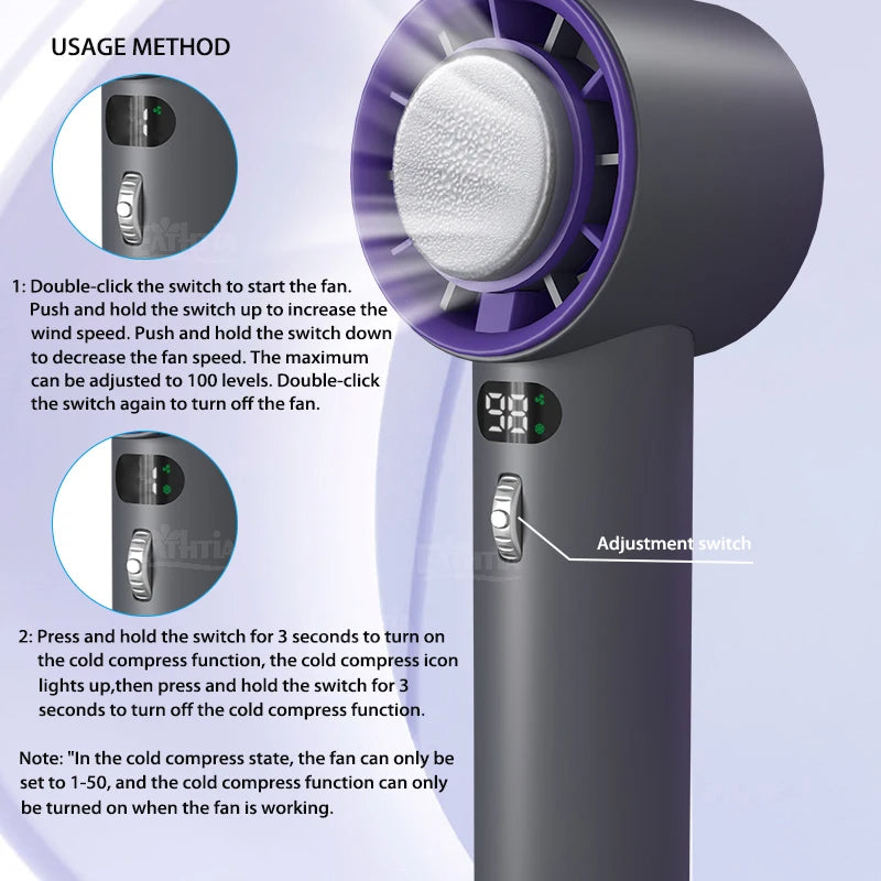Portable Turbo Cooling Fan – Semiconductor Chill Technology, 3000mAh Battery, Adjustable Wind Speeds