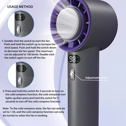 Portable Turbo Cooling Fan – Semiconductor Chill Technology, 3000mAh Battery, Adjustable Wind Speeds