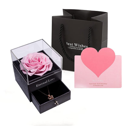 Luxury Eternal Rose Jewelry Box – Acrylic Preserved Flower Gift for Her