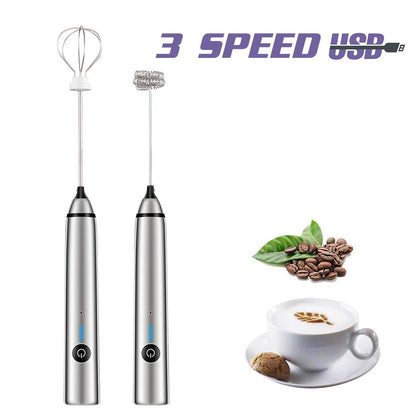 Rechargeable Portable Handheld Milk Frother – 3-Speed Foam Maker