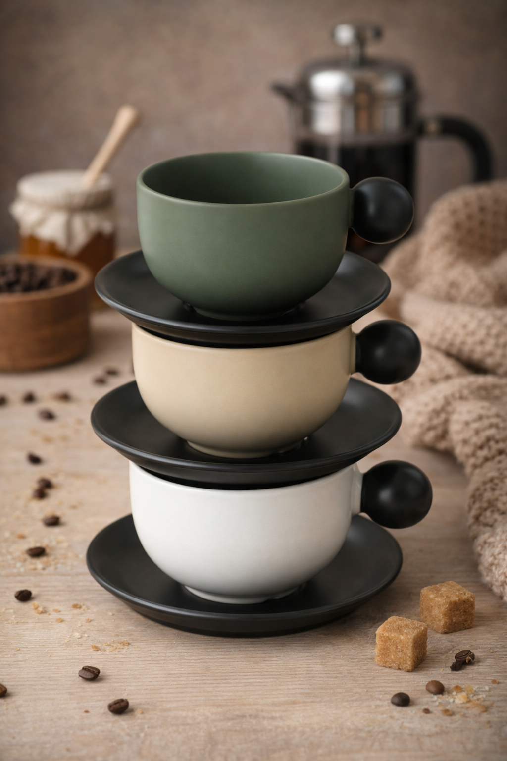 Cozy European Luxury Ceramic Coffee Mug Set (3-Pack)