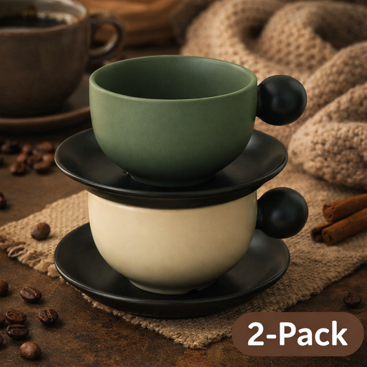 Cozy European Luxury Ceramic Coffee Mug 2-Pack – Elegant Home & Café Moments