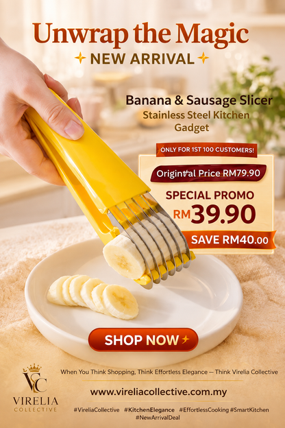 Banana & Sausage Slicer — Stainless Steel Kitchen Gadget