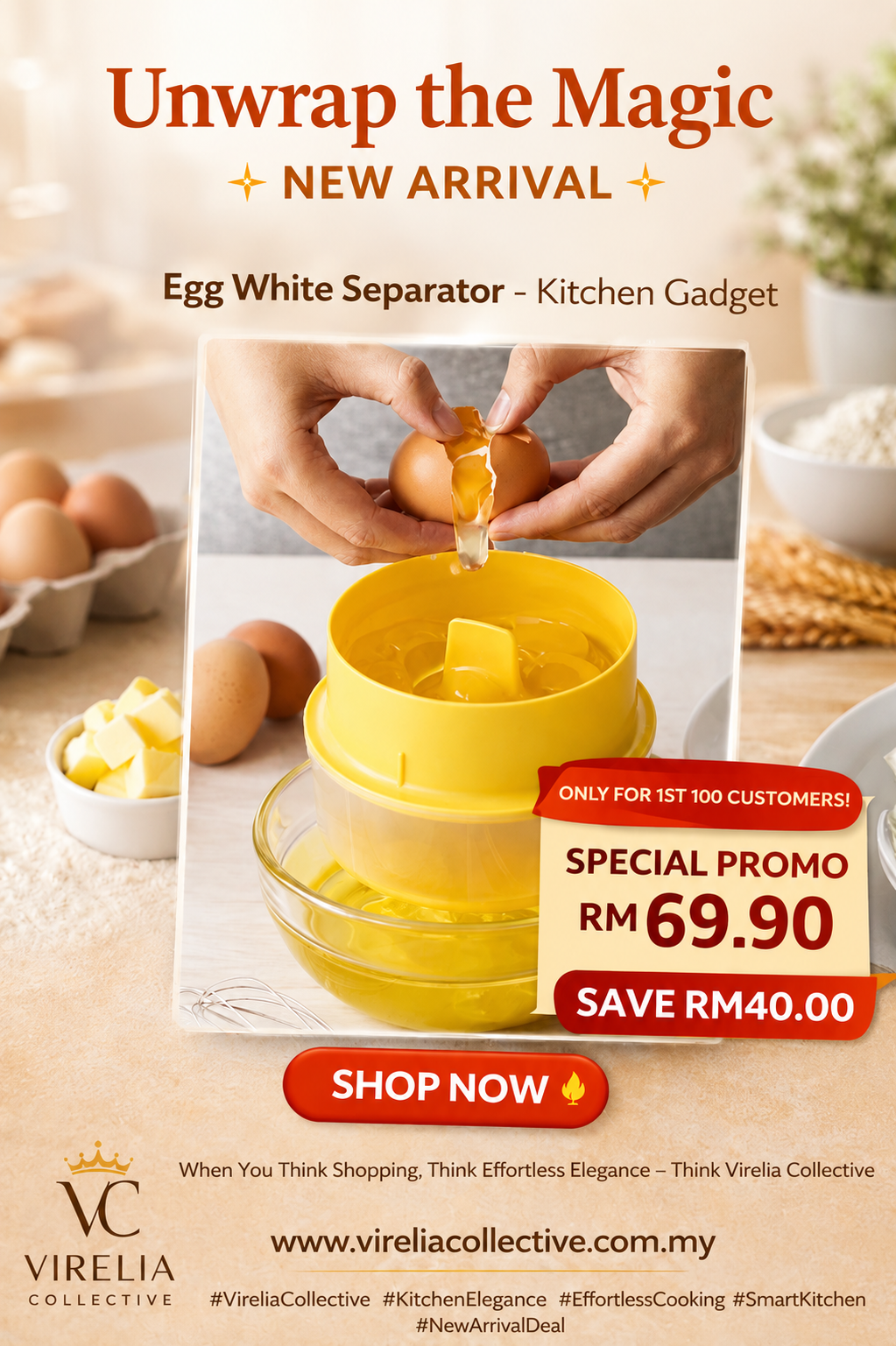 Stainless Steel Egg White Separator — Kitchen Gadget