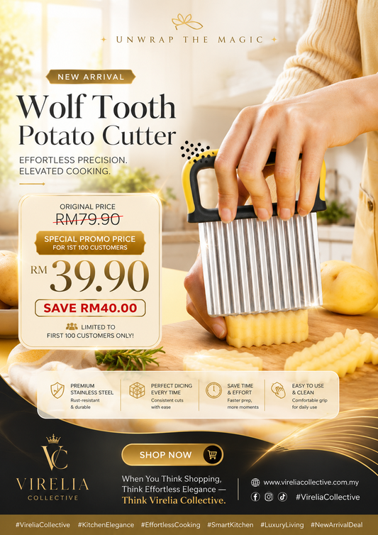 Wolf Tooth Potato Cutter – Stainless Steel Kitchen Slicing Tool for Quick & Creative Food Preparation