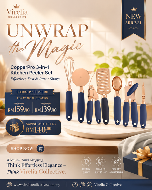 ⭐ CopperPro 7-Piece Rose Gold Stainless Steel Kitchen Tool Set with Holder – Stylish, Durable & Effortless Cooking