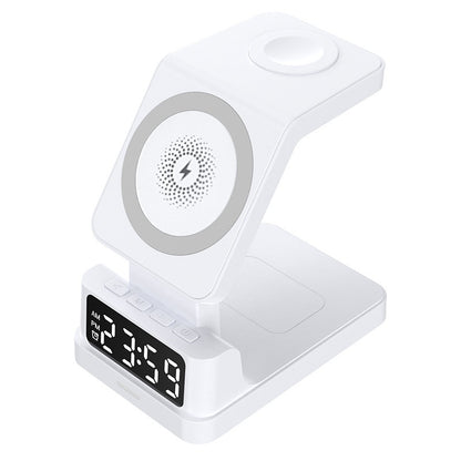 Magnetic 3-in-1 15W Wireless Charging Station with LED Clock – Modern Bedside Stand