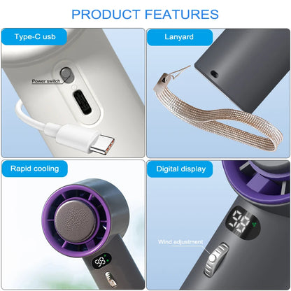 Portable Turbo Cooling Fan – Semiconductor Chill Technology, 3000mAh Battery, Adjustable Wind Speeds
