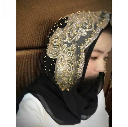 Elegant Cashmere Pearl Veil Scarf – Women’s Lightweight Summer Shawl