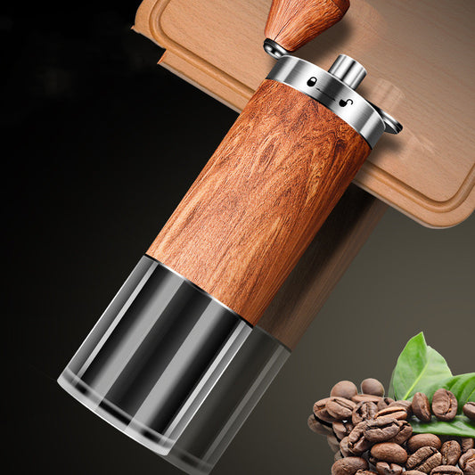 Portable Manual Coffee Grinder – 304 Stainless Steel & Wood Design