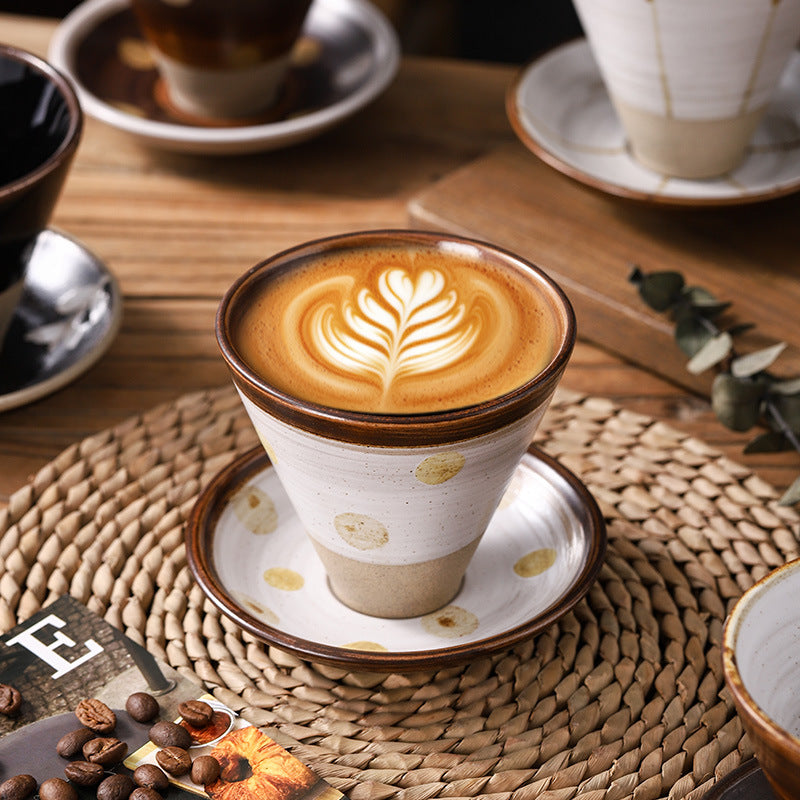 Japanese Ceramic Coffee Cup & Saucer – Unique Niche Mug Set, Perfect Gift