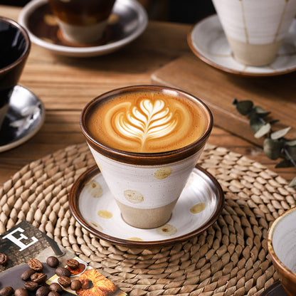 Japanese Ceramic Coffee Cup & Saucer – Unique Niche Mug Set, Perfect Gift